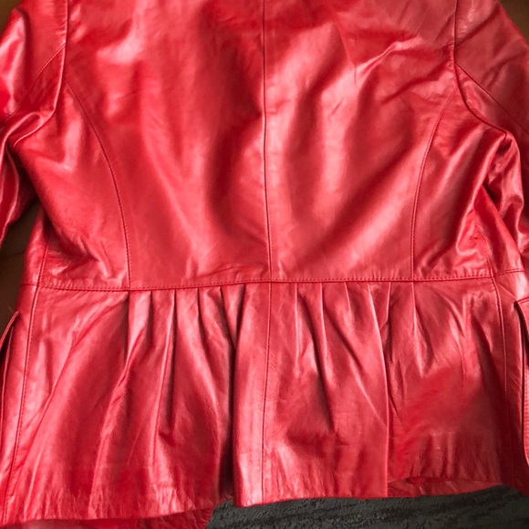 Buttery soft leather peplum red pear jacket - Picture 5 of 5